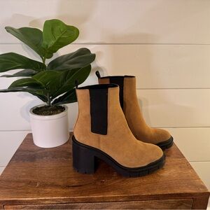 Marc Fisher Chestnut and Black Chelsea Pull on Boot size 7